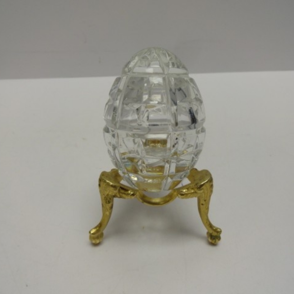Signed Faberge Crystal Glass Egg
